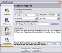 Administration. Scheduled reports