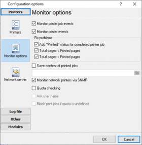 Printer monitoring options